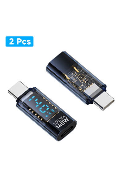 Choice 2 Pcs Blue USB C Adapter 140W with LED Display 40Gbps USB C Extension ...