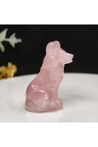 Choice4 about 4cm Rose Quartz 1pc Carved Wolf Natural Stone Home Decor Valent...