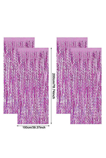 Choice8 4pcs Pink 1x2m Wave Pattern Foil Curtain Decor Balloon Rain Tinsel Fr...