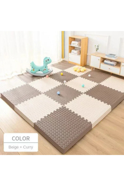 Choice1 16Pcs Coffee Beige 30*30cm Thick Baby Mat EVA Leaf Pattern Fitness Fl...