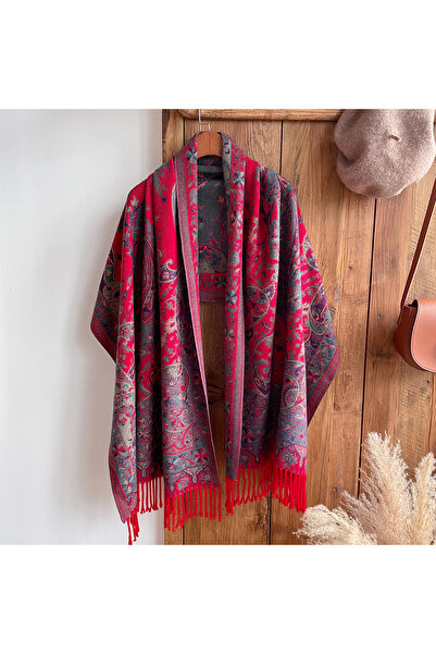 Choice Rose Red Tassel Blanket Design Thick Pashmina New Winter Warm Shawl Wr...