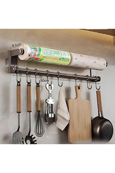 Choice1 50cm Grey Stainless Steel Kitchen Utensil Shelves Spoon Holder Dishcl...