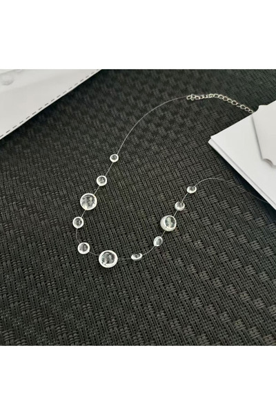 Choice choker2 Niche Clear Dewdrop Glass Droplet Tassel Necklace Earrings Bra...