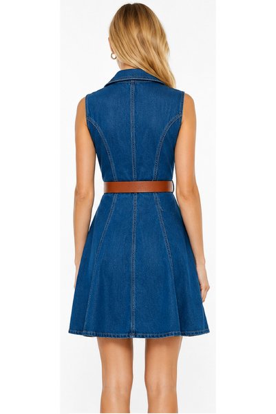 Generic Brand Women's Summer Casual Sleeveless Denim Dress with Button Front