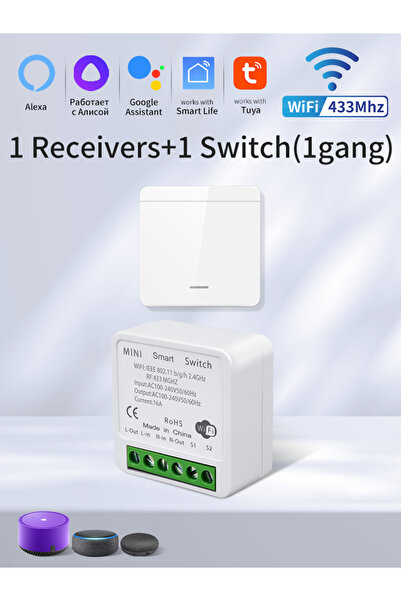 Choice1 GGBEE 1Receiver 1Switch Tuya Smart WiFi Switch RF 433MHz Wireless Lig...