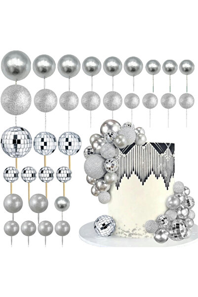 Choice 32pcs 32 PCS Ball Cake Picks Colorful Ball Shaped Cake Topper Pearl Ba...