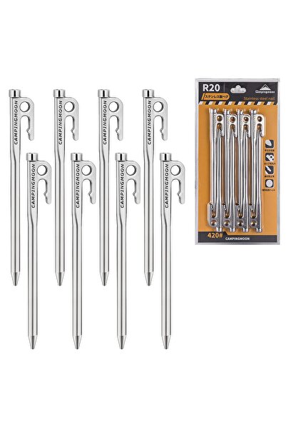 Choice R20-8 Campingmoon Heavy Duty Steel Tent Stakes Pegs with Hook and Hole...