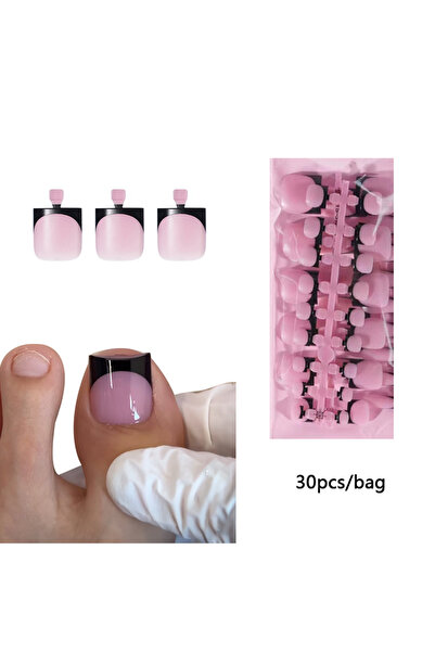 Choice Black Toes 30pcs Square ToeNail Tips Summer French Gradient False Toe ...