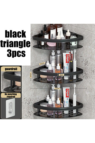Choice Black-A- 3PCS Bathroom Shelf Bathroom Towel Rack Shelves Wall Shower S...