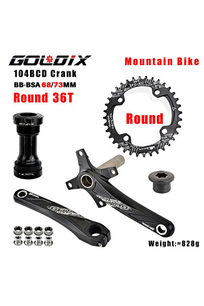 Choice1 175mm Crank BB Round 36T GOLDIX 104BCD Wide and narrow teeth bicycle ...