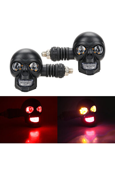 Choice Red Yellow Skull Motorcycle Indicator Dual Color Motorbike Scooter Fro...