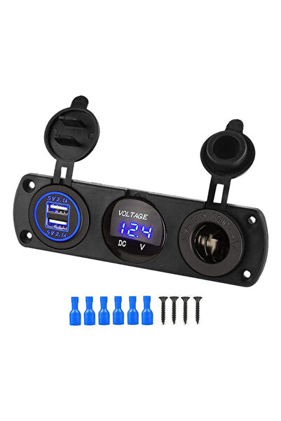 Choice4 Blue set 12-24V Cigarette Lighter Socket Splitter 3 in1 Waterproof 4....