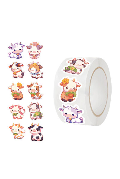 Choice 500PCS 500PCS Cute Dairy Cow Roll Sticker Handbill Material Cute High ...