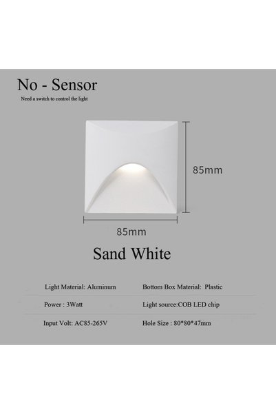 Choice 3W White Light 6000K Square - White Outdoor Lighting Recessed Wall Lam...