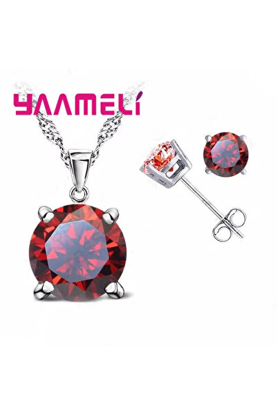 Choice5 red Fast Shipping 925 Serling Silver Color Shiny Cubic Zirconia Neckl...