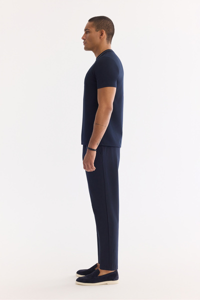 Avva Erkek Lacivert Bisiklet Yaka Kolay Ütülenen Regular Fit T-Shirt A61Y1034