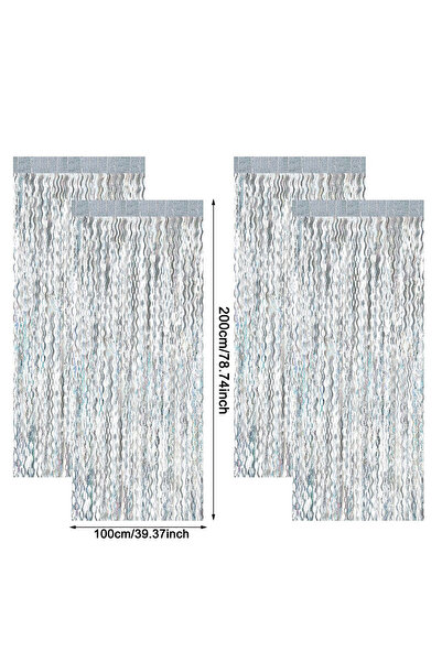 Choice5 1pc Silver 1x2m Wave Pattern Foil Curtain Decor Balloon Rain Tinsel F...