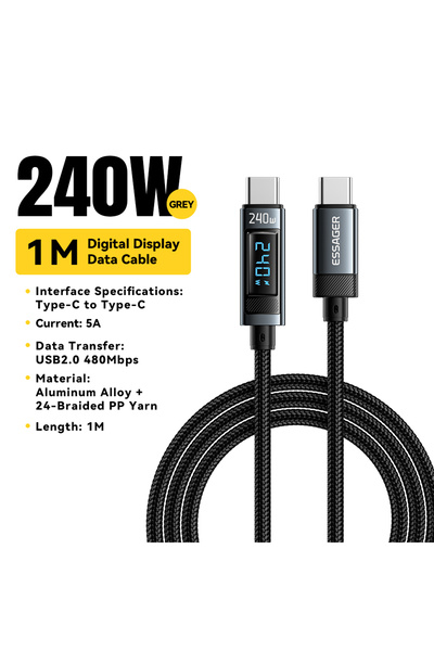 essager C-C 240W 1M 240W USB C To Type C Cable PD3.1 6A Super Fast Charging C...