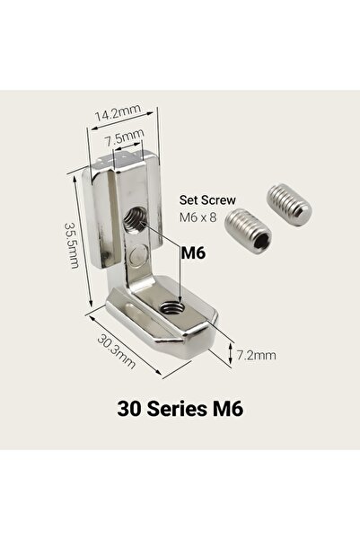 Choice 30-M6 Silver 10Pcs 2020 3030 4545 4040 Series Inside Hidden Bracket L ...