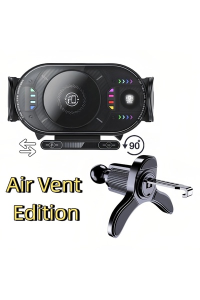Choice4 RGB Air Vent 15W Universal Car Phone Wireless Charger Holder 360° Rot...