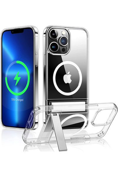 choice2 For iPhone 13 Transparent Magnetic Clear Phone Case with Kickstand fo...