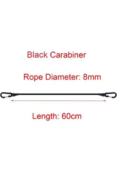 Choice Black 60cm 30-150CM Outdoor Elastic Rope with Black Hook Lightweight a...