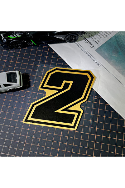 Choice14 high5cm (Gold-N05) NUM2 1PC Gold Arabic Numerals Motorcycle Sticker ...
