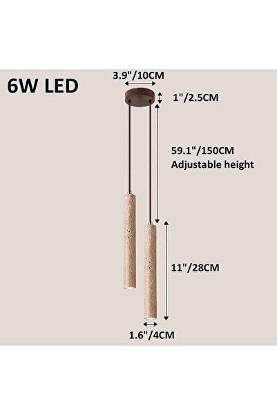 Choice مصباح معلق LED أبيض دافئ 02 أنبوب طويل مصباح سقف خشبي على الطراز الياب...