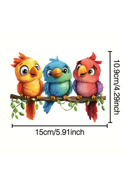Choice NL-G01 1PC Cute Colorful Bird Glass Window Stickers Waterproof for Wal...