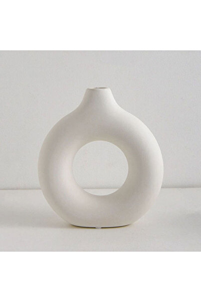 Choice white M Simple Plastic Vase Donut Shape Single Flower Pot Home Living ...