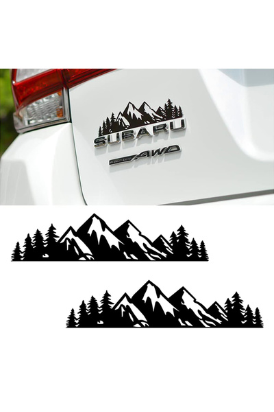 Choice A-205 Black 2pcs Mountain Tree car body decoration stickers, vinyl wat...