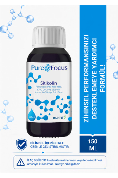 Barifit Pure Focus Sitikolin, Fosfatidilserin, Krill Yağı, ve Vitamin İçeren ...