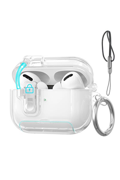 Choice جراب شفاف لسماعات AirPods Pro 3 (إصدار 2025) مع قفل أمان وحبل تعليق.