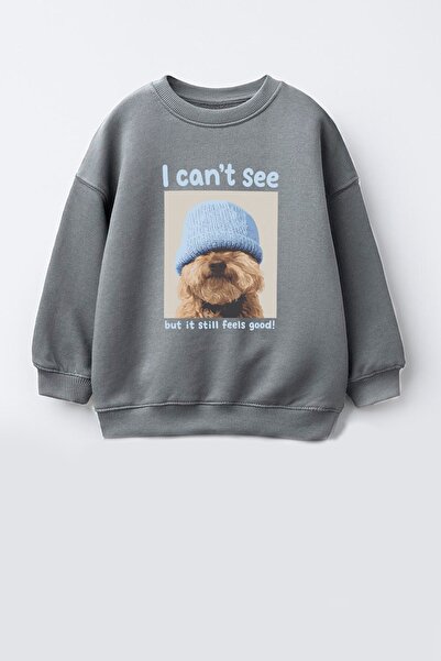 Monila Unisex Kids 3 Thread Fabric Dog Printed Cotton Sweatshirt