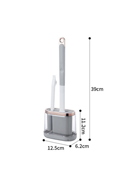 Choice Light Grey B 2-in-1 Silicone Toilet Brush with Long Handle and Transpa...