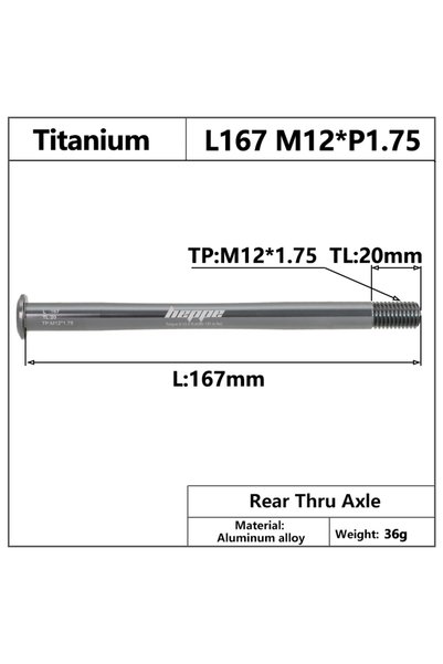 Choice L167 M12x1.75 TL20 HEPPE MTB Road Bike Titanium Thru Axle Ultra Light ...