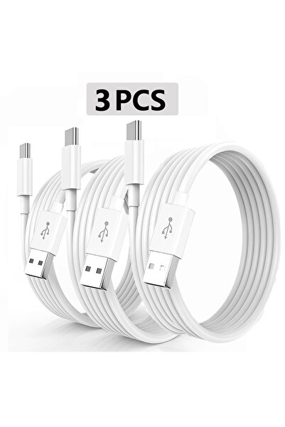 choice2 1m WHITE 3PCS USB A to Type C 3A Moblie Phone Line Cables Fast Chargi...