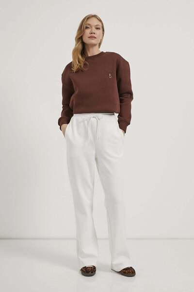 Arma Life Women's Elastic Waist Wide Leg Straight White Pants