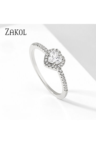 Choice 6 White Color ZAKOL Exquisite Clear Pink Zircon Heart Engagement Ring ...