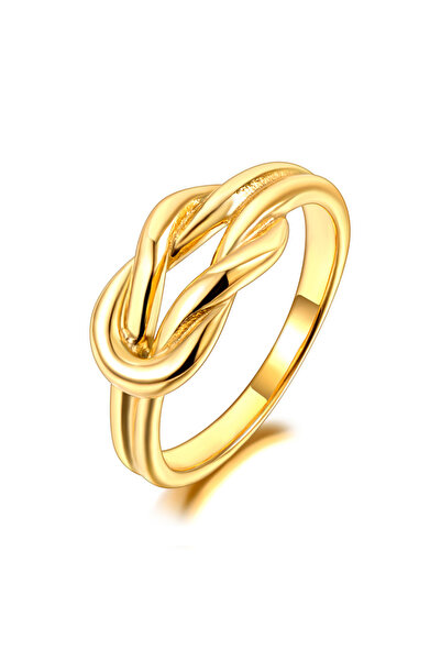 Choice 6 R23021G Lokaer Real 18K Gold Plated Stainless Steel Creative Knot Ri...