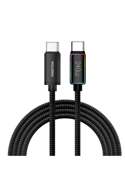 Choice 2m 240W Black Rocoren 240W PD 3.1 USB Type C Cable With RGB Light QC 3...