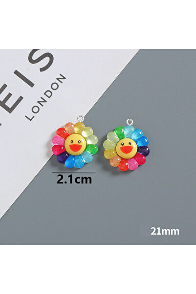 Choice Trumpet 10pcs Colour Resin small pendant Smiling sunflower Charm DIY F...