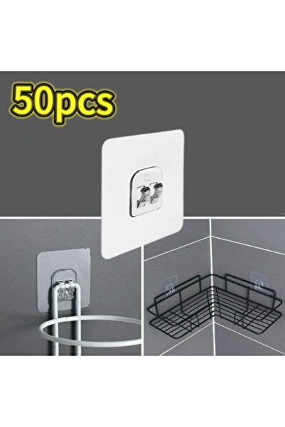 Choice4 50pcs Single and Double Hook Self Adhesive Wall Hooks Transparent Tra...