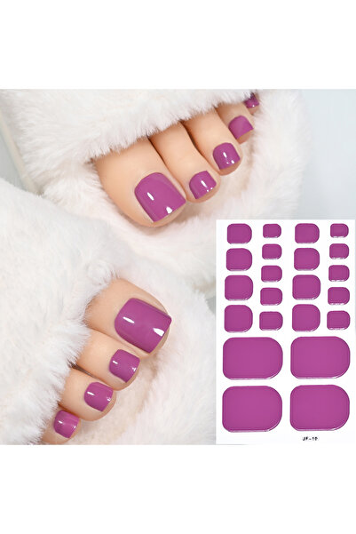 Choice NL-JF-10 1Sheet=22Tips Glossy Red Toe Nail Stickers Full Cover Solid C...