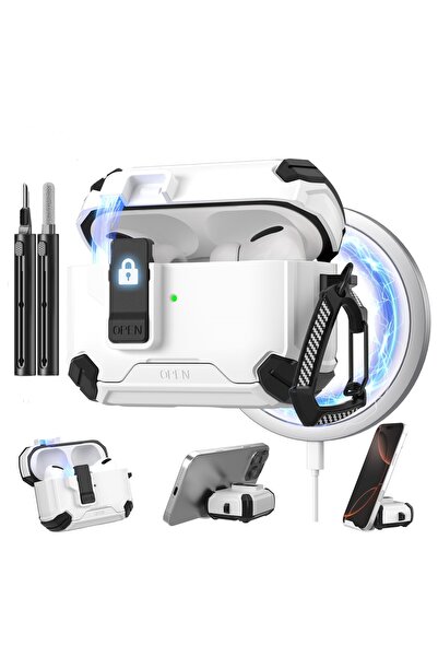 Choice3 حافظة بيضاء لسماعات Airpods 4 مع قلم، حافظة لسماعات AirPods الجيل الر...