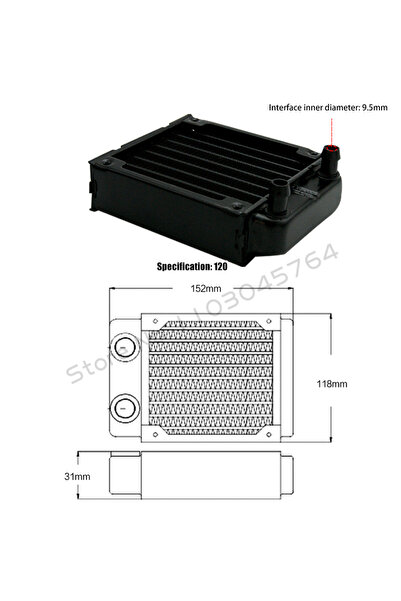 Choice11 120 Hose PC Water Cooling Radiator Aluminum Multi-Channels Liquid Ro...