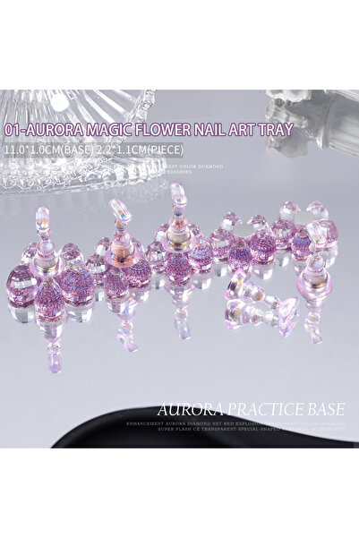 Choice 03 1pcs Aurora Flower Magnetic Nail Tip Display Stand for Manicure Pre...