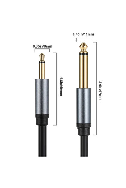 Choice 1.8m Mono to Mono Gold plated mono TS 6.35mm to 3.5mm Male Audio Adapt...