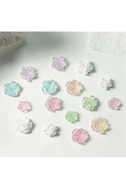 Choice 50pcs mixed 50pcs Camellia Nail Charms Mix Flower Shiny Pearl 3D 6/8mm...