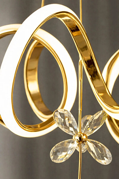 Luna Lighting Elda Gold Kaplama 3 Renk Kumandalı Metal Salon Mutfak Oturma Yatak Odası Modern Led Sarkıt Avize